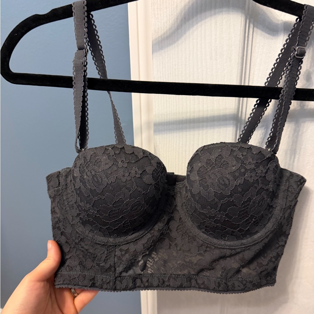 Aerie grey lace balconies buster bra size tag removed, fits as 34B